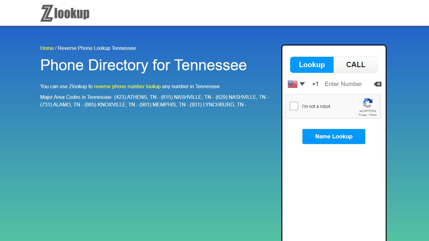 Reverse Phone Lookup Tennessee | ZLOOKUP